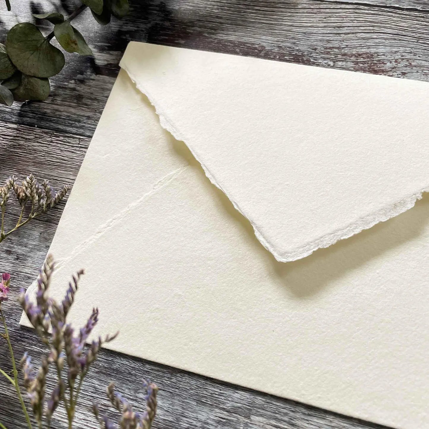 Ivory Handmade Paper Envelope | Deckle Edge Envelope made from Recycled Cotton Rag Paper
