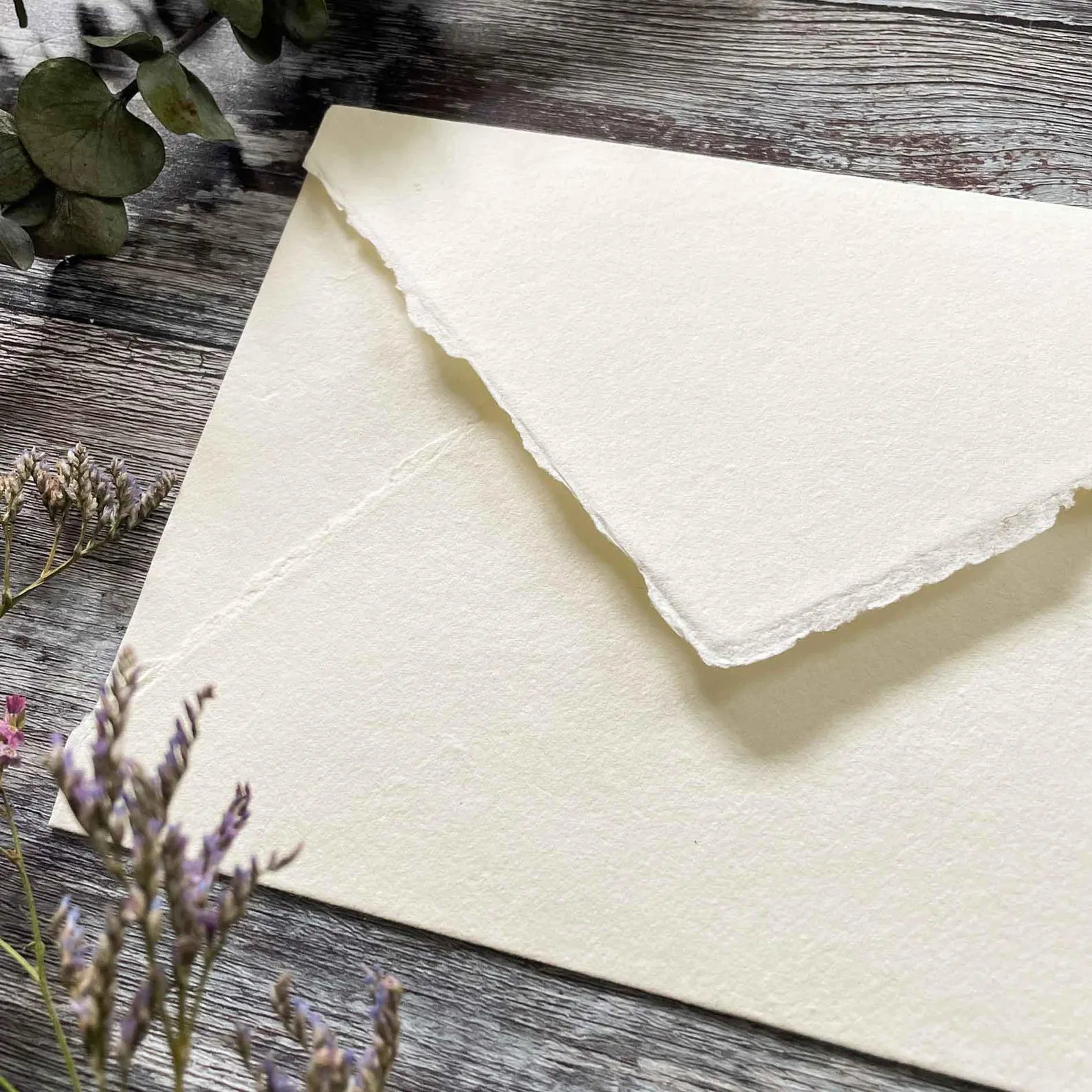 Ivory Handmade Paper Envelope | Deckle Edge Envelope made from Recycled Cotton Rag Paper
