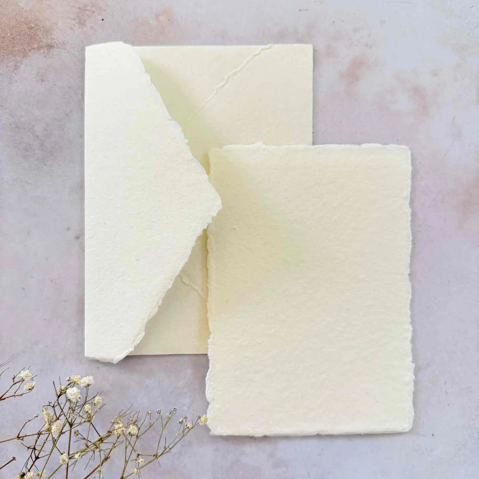 Ivory Handmade Paper Envelope | Deckle Edge Envelope made from Recycled Cotton Rag Paper