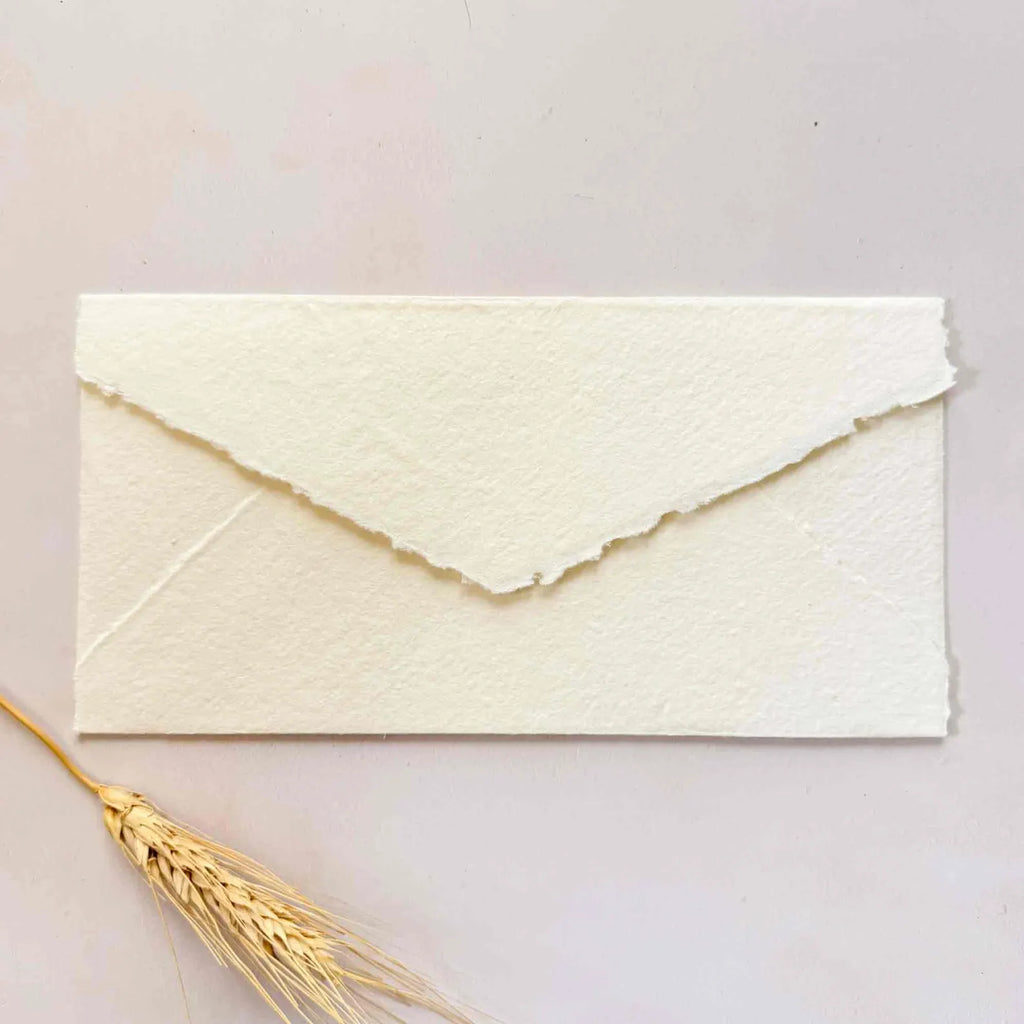 Ivory Handmade Paper Envelope | Deckle Edge Envelope made from Recycled Cotton Rag Paper