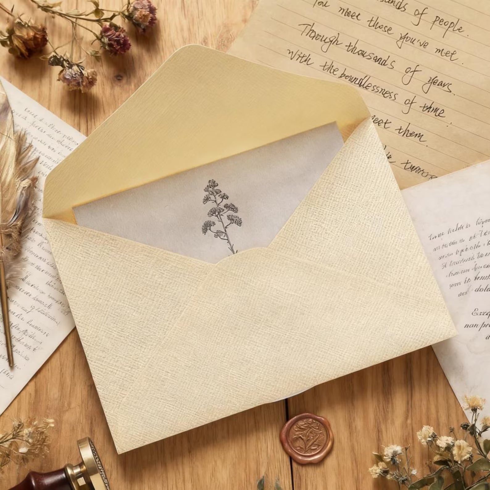 Vintage linen envelope,6.3x4.45inch,Returning letters,Wax sealed envelope,Gift card/Invitation letter/Greeting card/Wedding invitation card