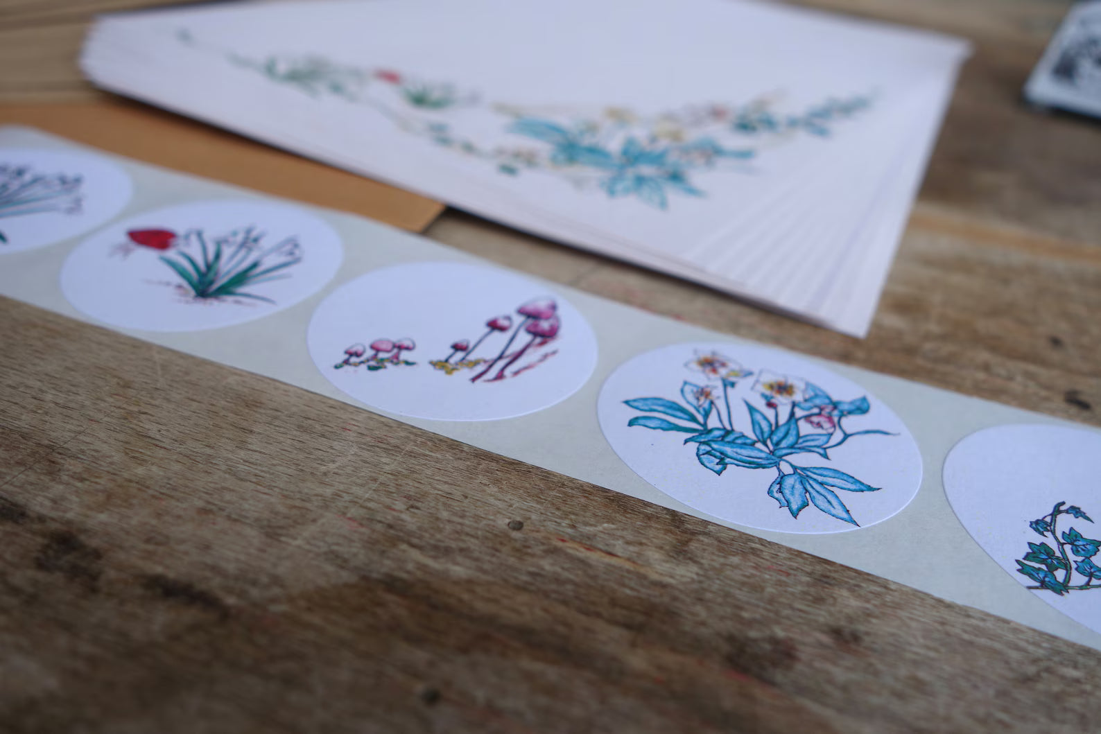 Spring Flowers Stationery Set, Watercolor Woodland Art, Recycled Paper Writing Sheets