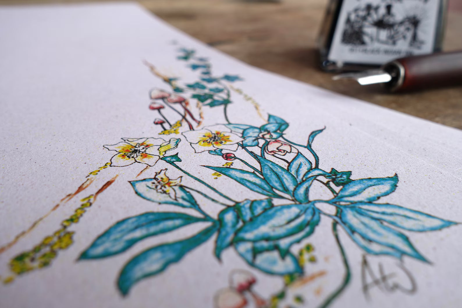 Spring Flowers Stationery Set, Watercolor Woodland Art, Recycled Paper Writing Sheets