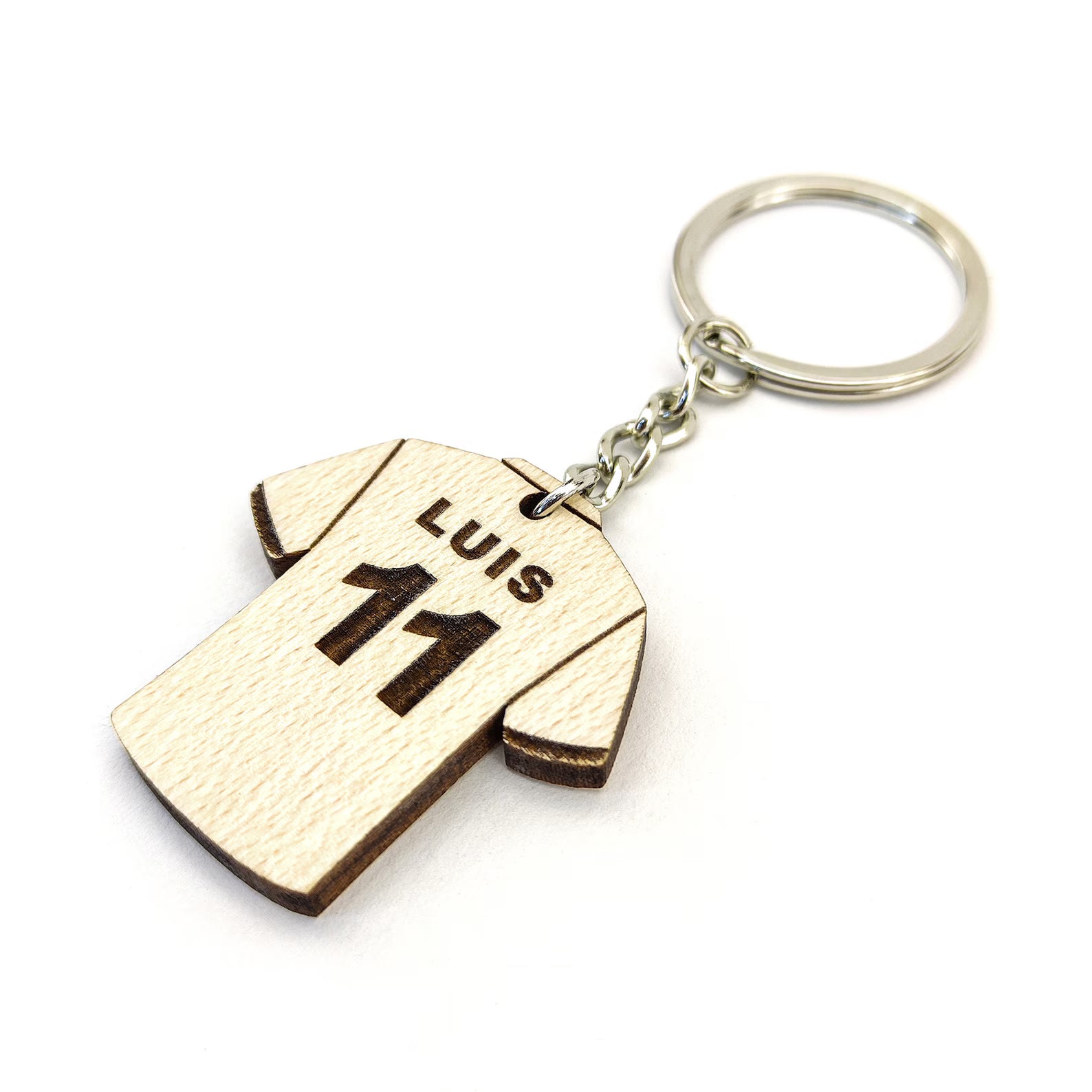 Personalized Cricket / Football Jersey Wooden Keyring / Keychain With Custom Name And Number Engraving