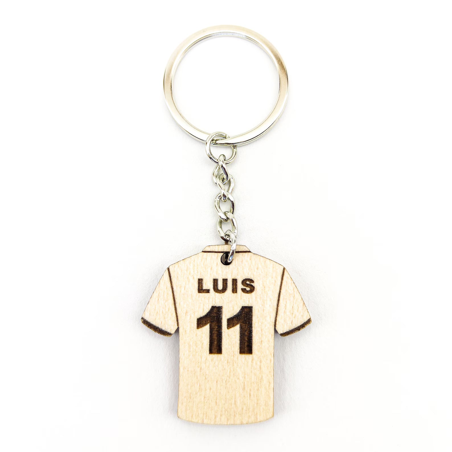 Personalized Cricket / Football Jersey Wooden Keyring / Keychain With Custom Name And Number Engraving