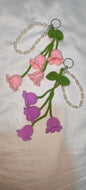 🌸 Crochet Tulip Flower Pearl Keychain