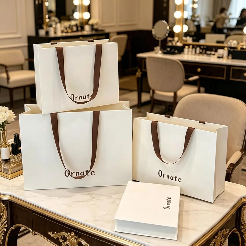 Personalized Branded Gift Bags with Satin Ribbon, Wholesale Luxury Shopping Bags Bulk, Premium Packaging for Boutique Jewelery