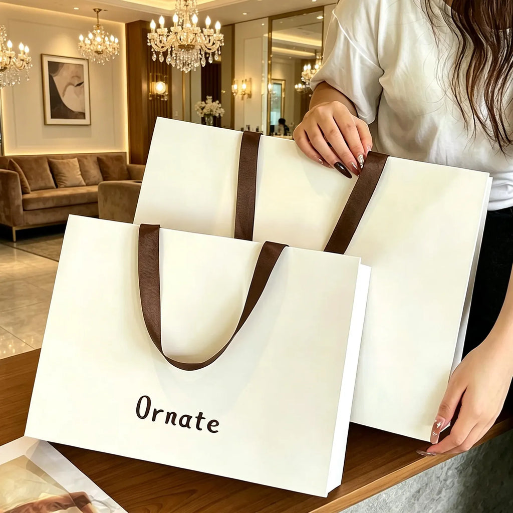 Personalized Branded Gift Bags with Satin Ribbon, Wholesale Luxury Shopping Bags Bulk, Premium Packaging for Boutique Jewelery