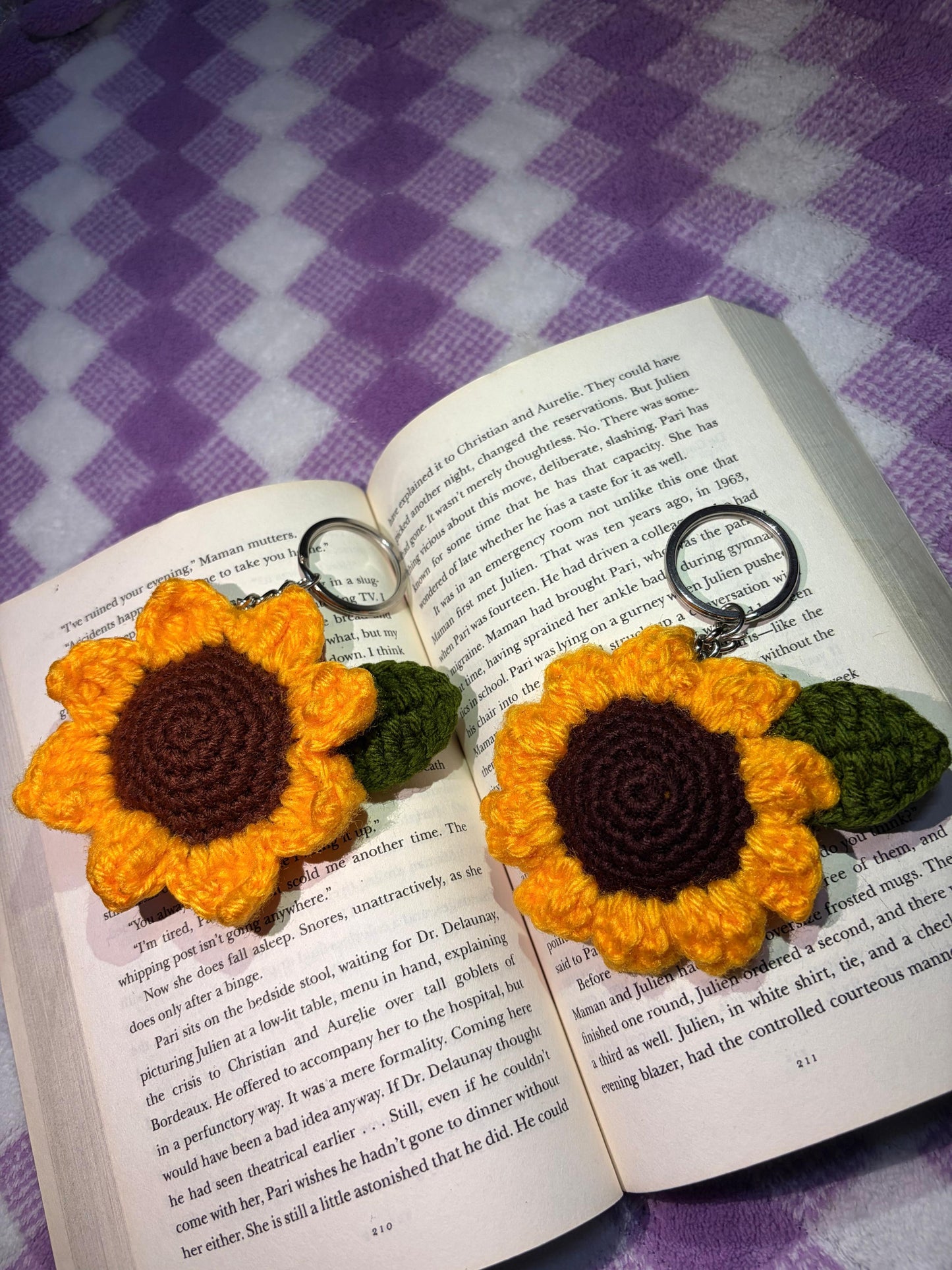 🌻 Handmade Crochet Sunflower Keychain