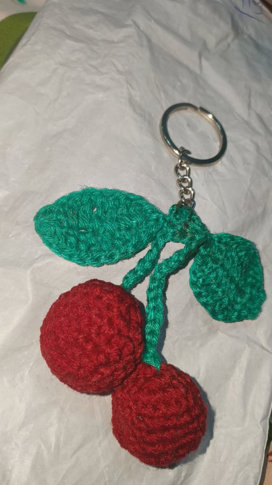 🍒 Handmade Crochet Cherry Keychain