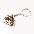 Personalized Motocross Wooden Keyring / Keychain With Custom Name Engraving - Gift for Motocross riders