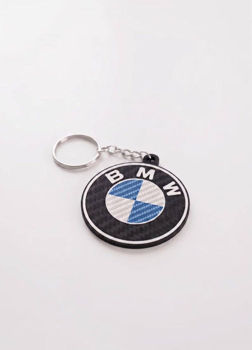 BMW Carbon Fiber Style Metal Keychain – Premium Luxury Car Key Accessory