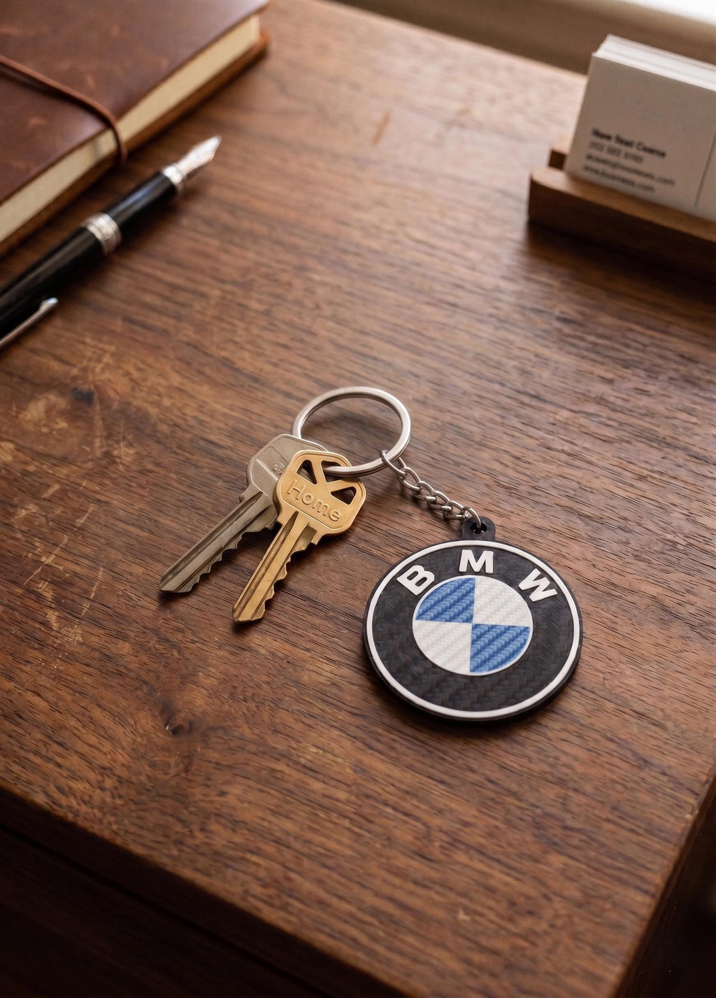 BMW Carbon Fiber Style Metal Keychain – Premium Luxury Car Key Accessory