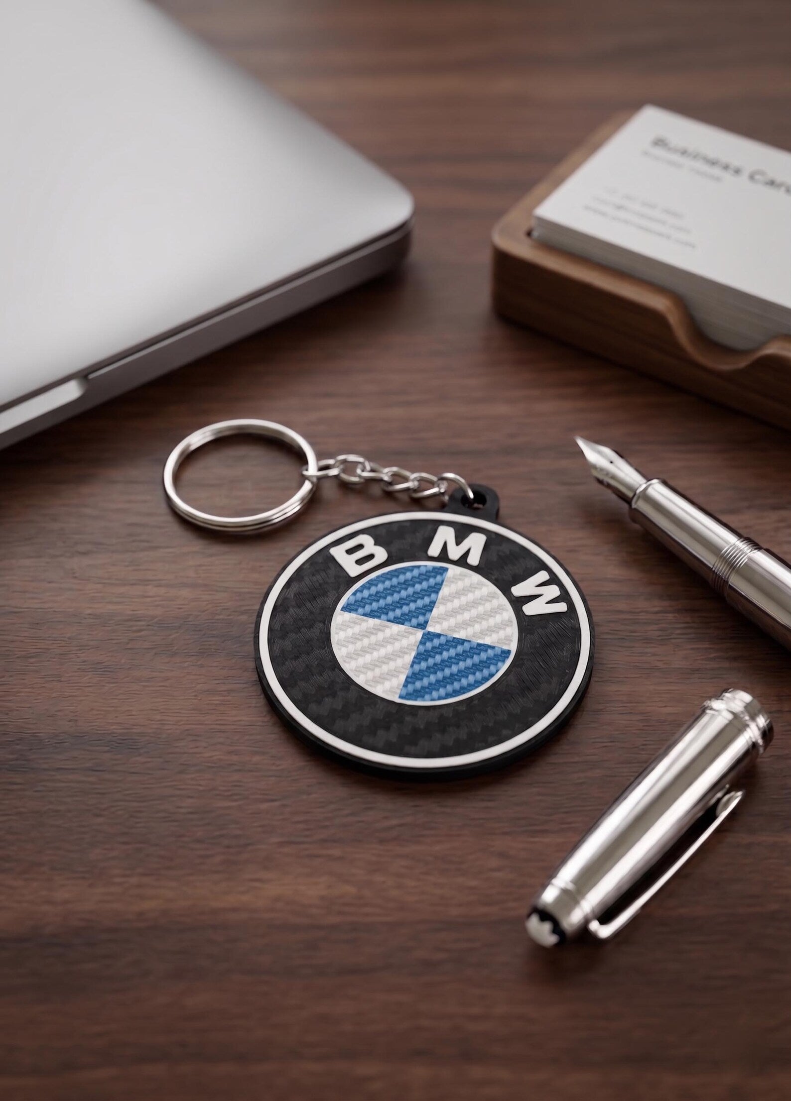 BMW Carbon Fiber Style Metal Keychain – Premium Luxury Car Key Accessory