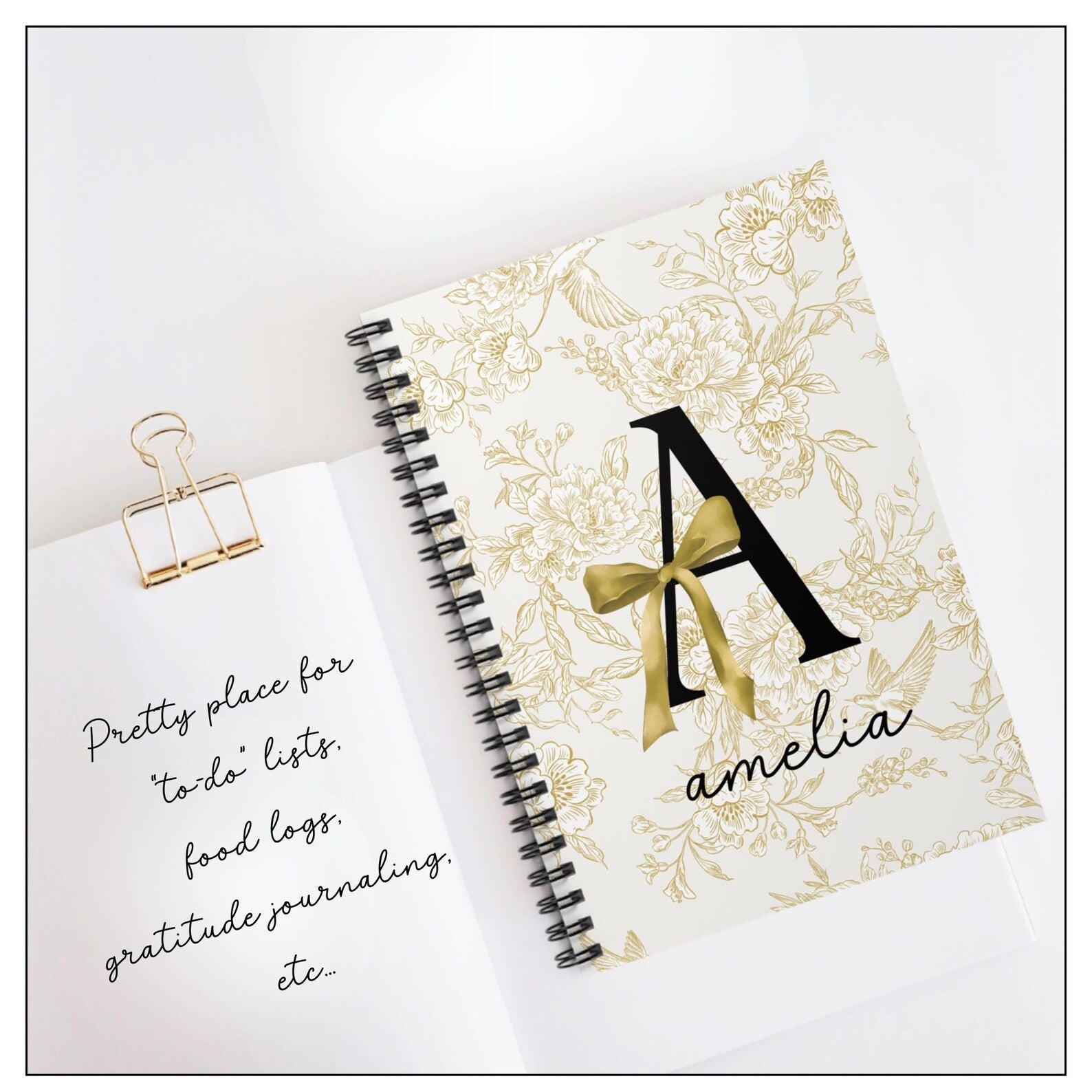 Personalized Floral Monogram Journal – Elegant Lined Notebook for Writing, Planning & Daily Notes