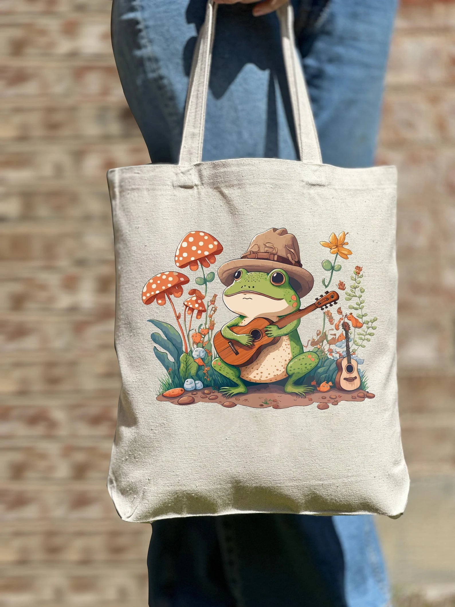 Funny Frog Tote Bag, Frog Lover Gift, Cute Frog Tote Bag, Canvas Bag, Aesthetic Bag, Casual Canvas Tote