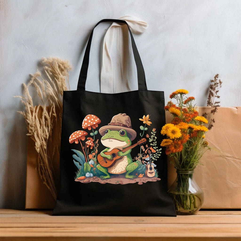 Funny Frog Tote Bag, Frog Lover Gift, Cute Frog Tote Bag, Canvas Bag, Aesthetic Bag, Casual Canvas Tote