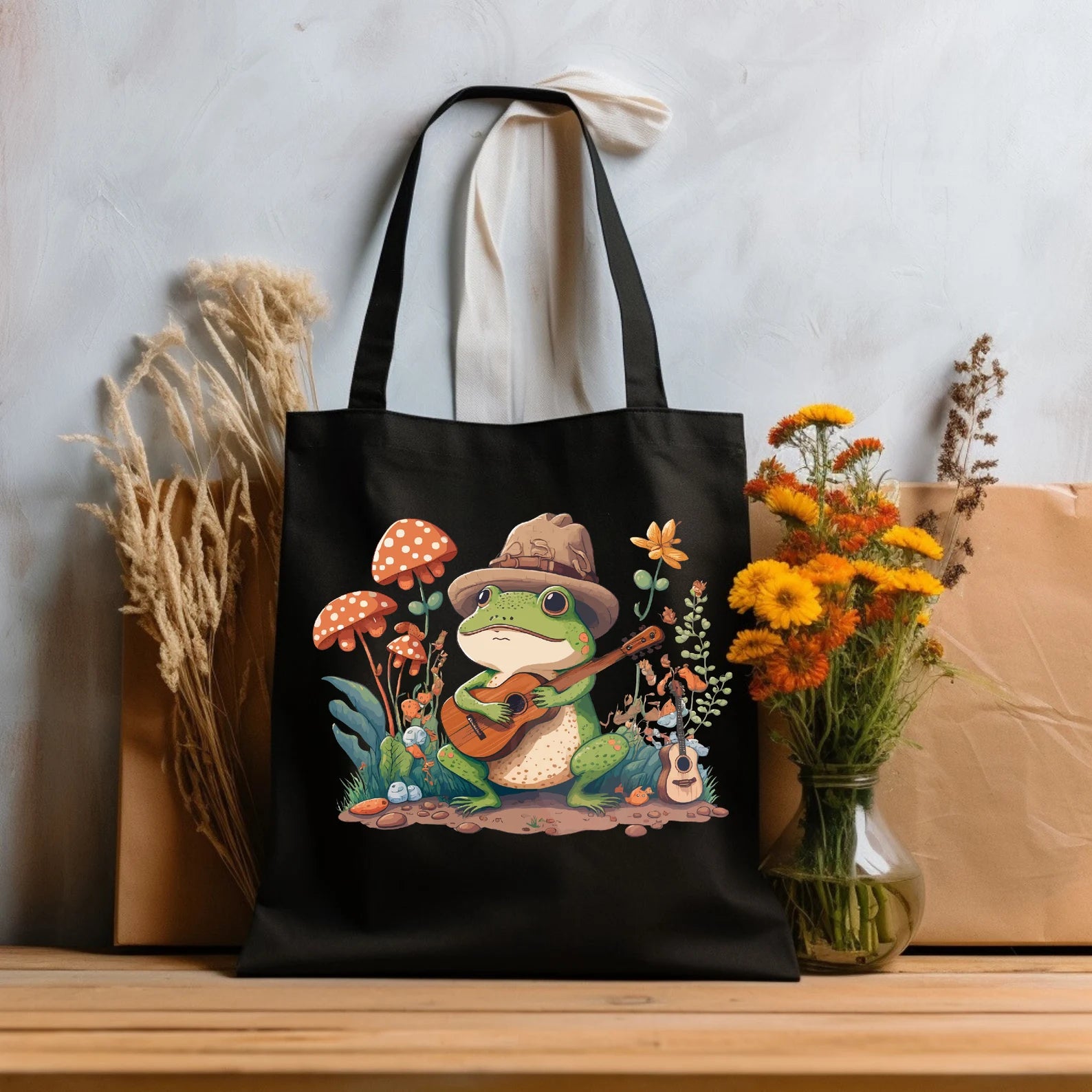 Funny Frog Tote Bag, Frog Lover Gift, Cute Frog Tote Bag, Canvas Bag, Aesthetic Bag, Casual Canvas Tote