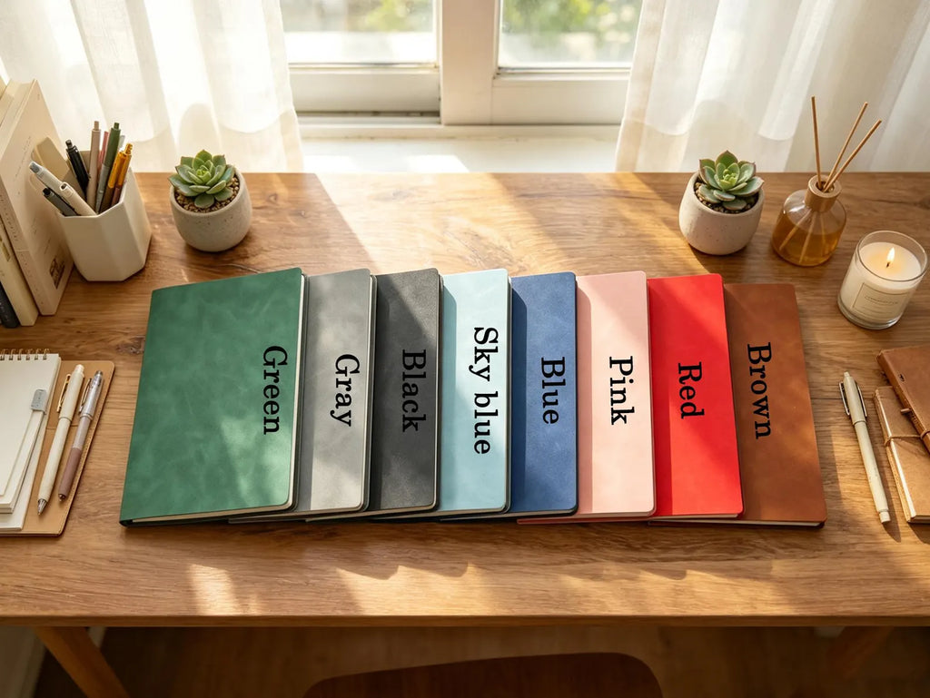 Personalized Leather Birth Flower Journal – Custom Name Notebook with Soft Cover Gift for Women