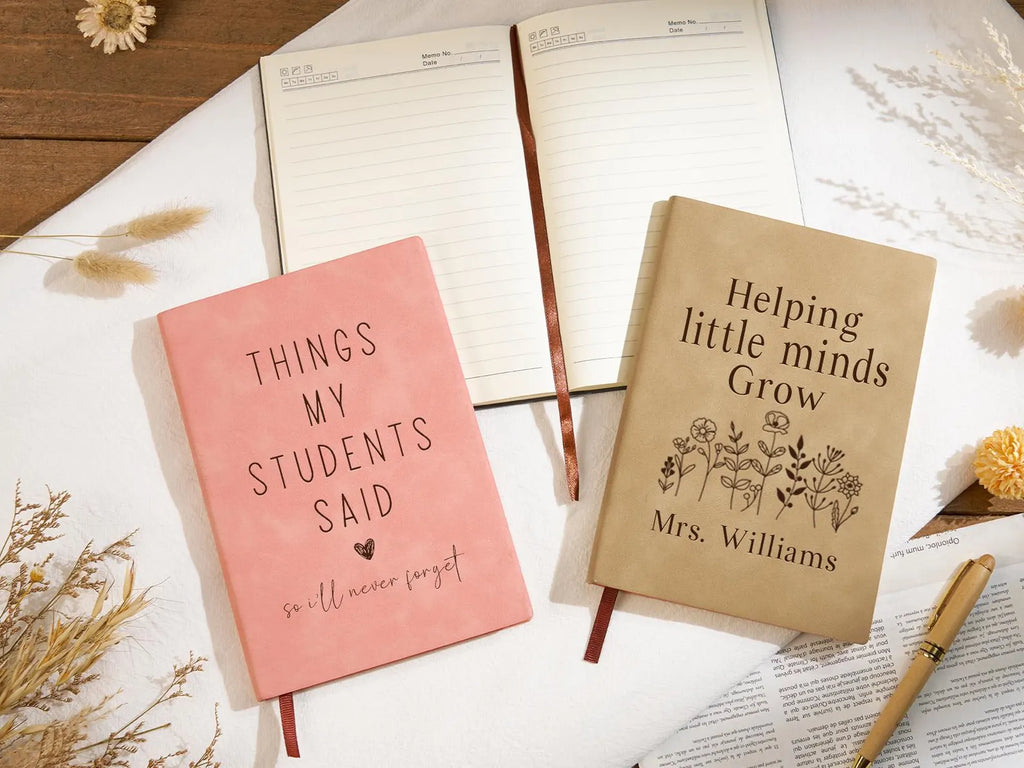 Personalized Leather Teacher Journal – Custom Name Engraved Notebook for Teacher Appreciation Gifts
