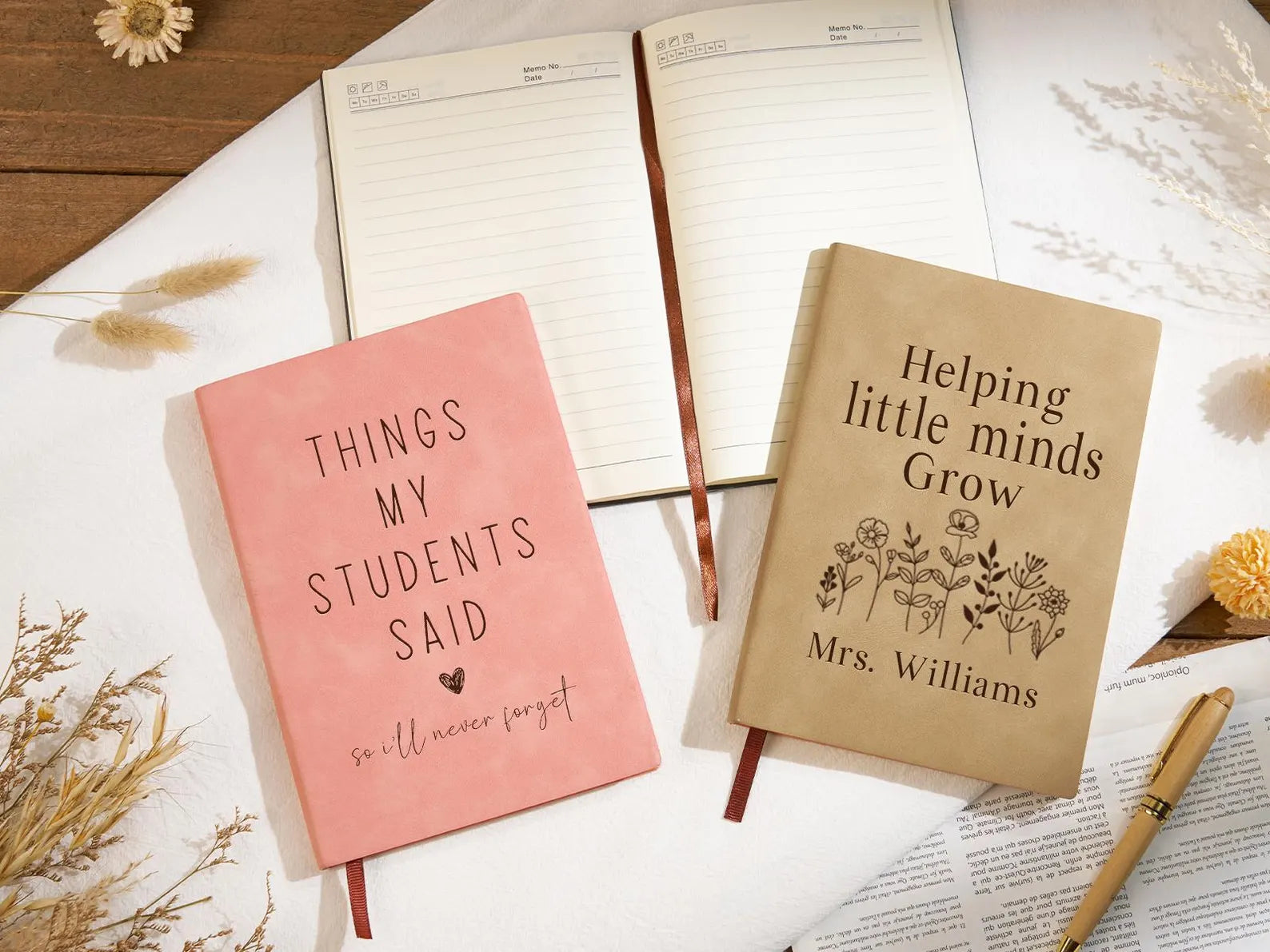 Personalized Leather Teacher Journal – Custom Name Engraved Notebook for Teacher Appreciation Gifts