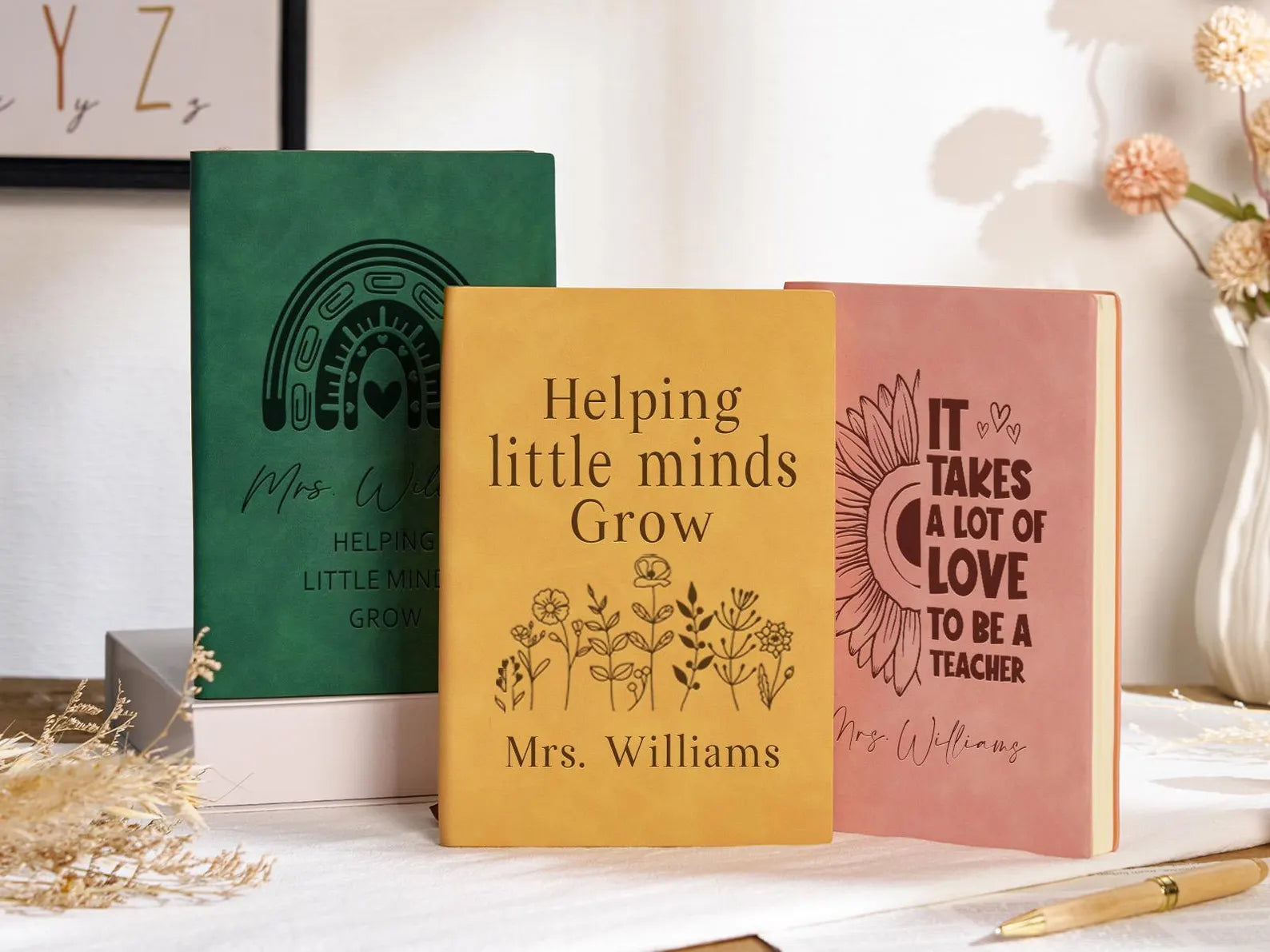 Personalized Leather Teacher Journal – Custom Name Engraved Notebook for Teacher Appreciation Gifts