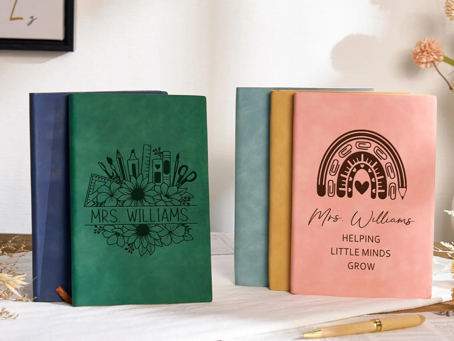 Personalized Leather Teacher Journal – Custom Name Engraved Notebook for Teacher Appreciation Gifts