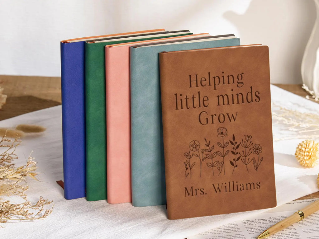 Personalized Leather Teacher Journal – Custom Name Engraved Notebook for Teacher Appreciation Gifts
