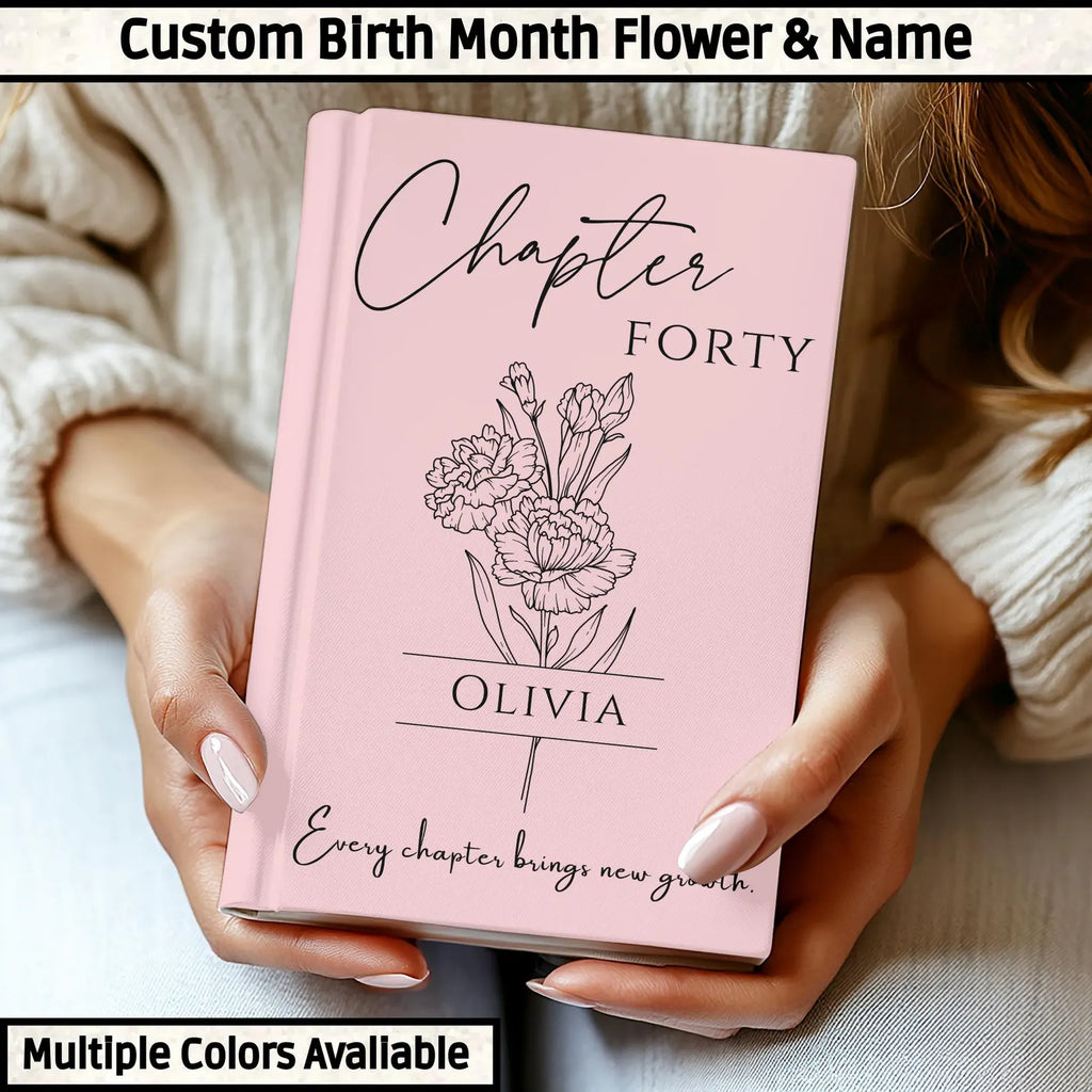 Personalized Milestone Birthday Journal – Custom Name & Birth Flower Notebook for Special Celebrations