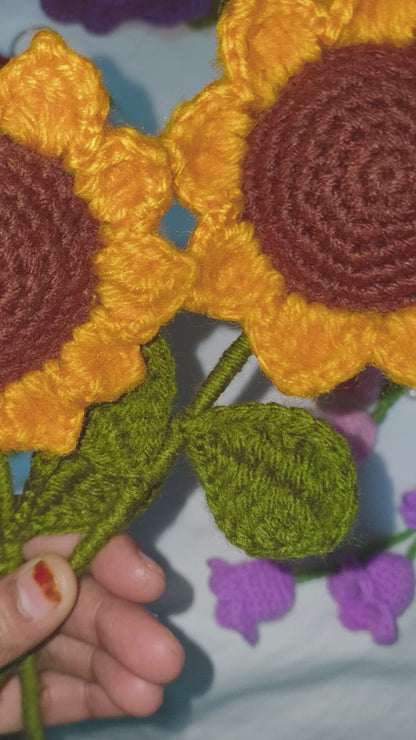🌻 Handmade Crochet Sunflower Keychain