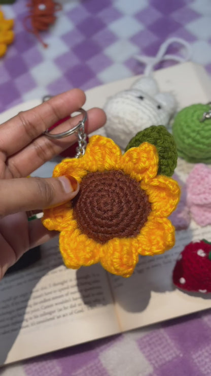 🌻 Handmade Crochet Sunflower Keychain