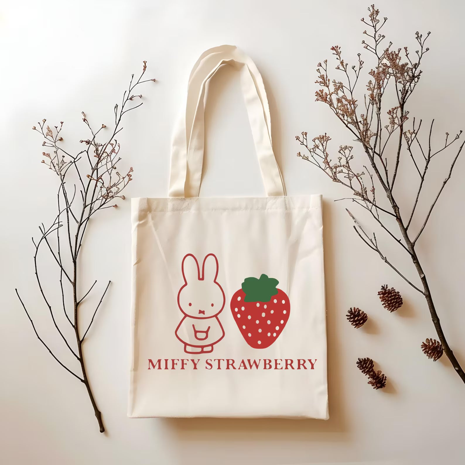 Miffy Strawberry Keychain – Cute Cartoon Bunny Charm for Keys, Bags & Accessories