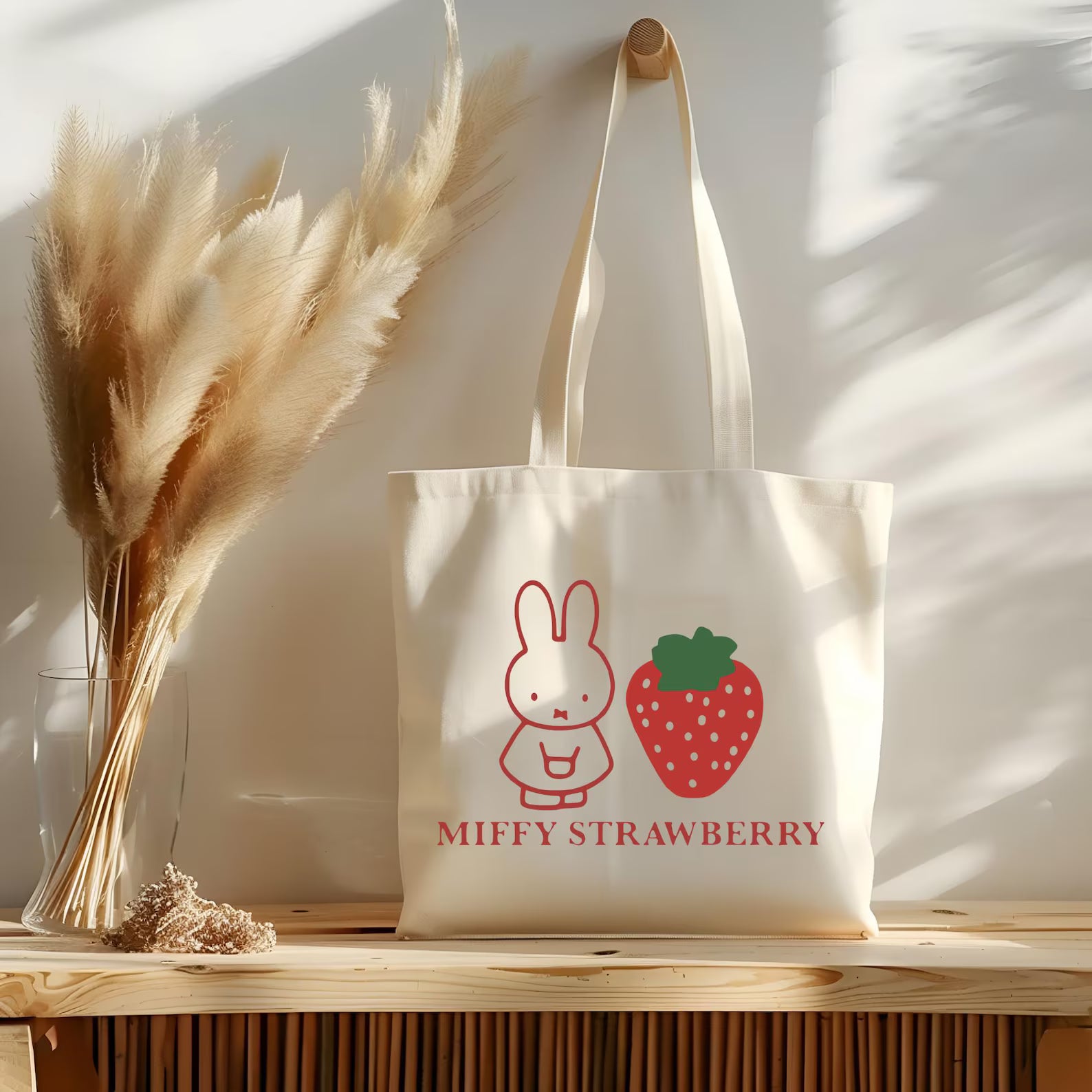 Miffy Strawberry Keychain – Cute Cartoon Bunny Charm for Keys, Bags & Accessories